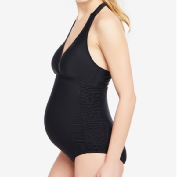 Motherhood Maternity One-Piece Halter Swimsuit - Picture 2 of 3